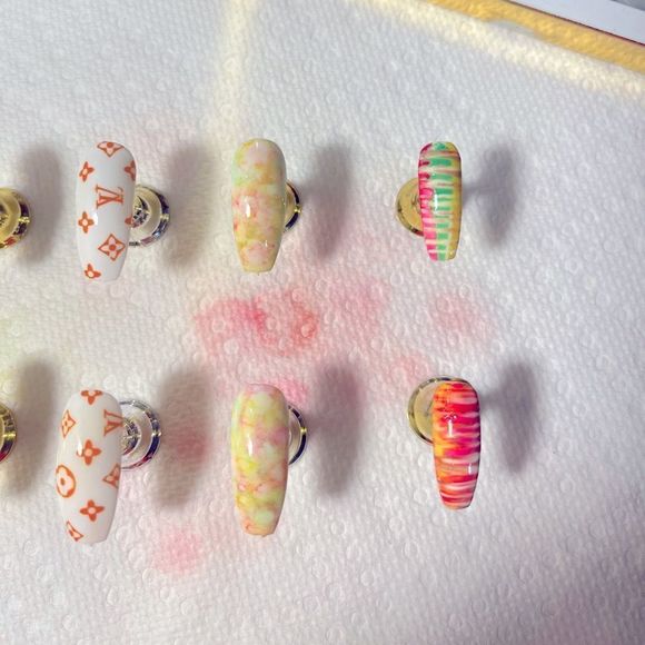 Long coffin custom press-on nails “SUMMER VIBE” - Picture 3 of 6